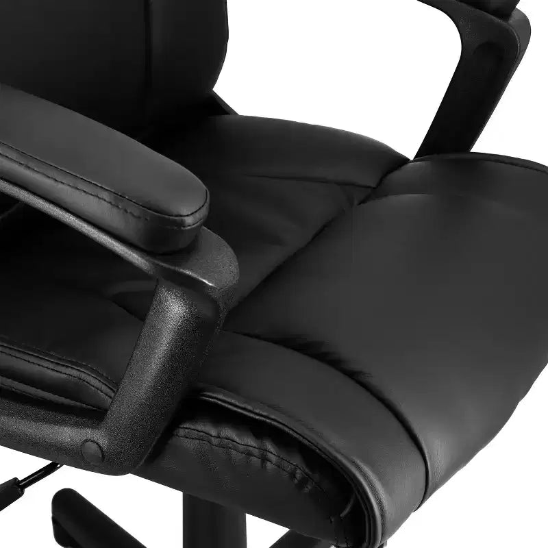 Sedia da ufficio a schienale medio regolabile in similpelle nera
