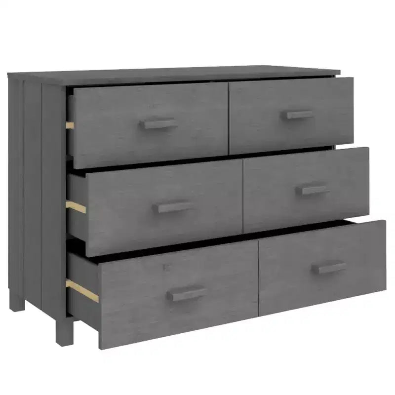 Cassettiera Grigio Scuro 44.5x15.7x31.5 Legno Massello Pino