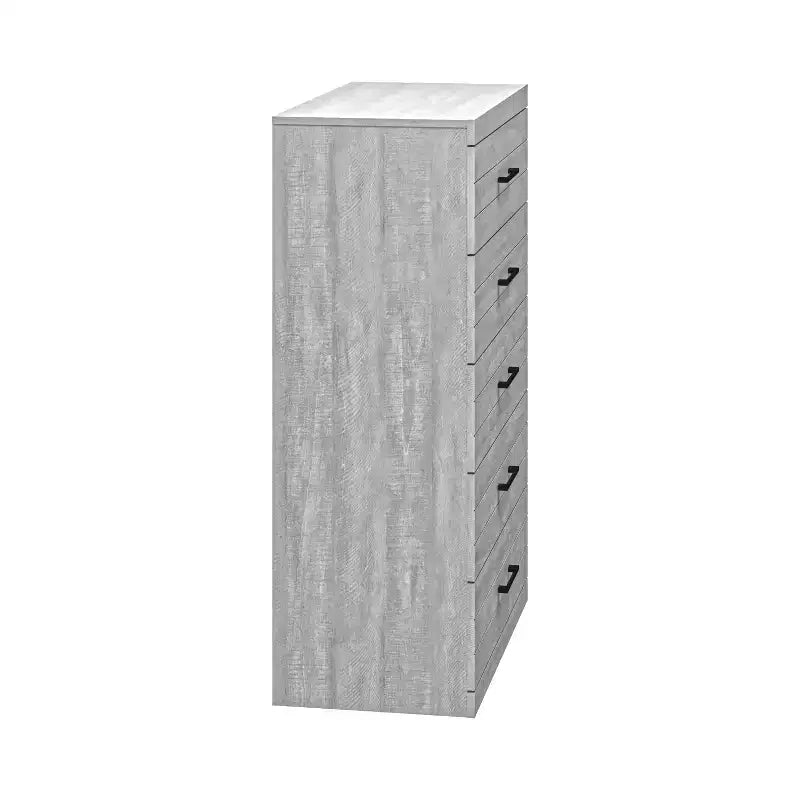 Comodino a 5 cassetti (Interlock) - Quercia Grigio Polvere