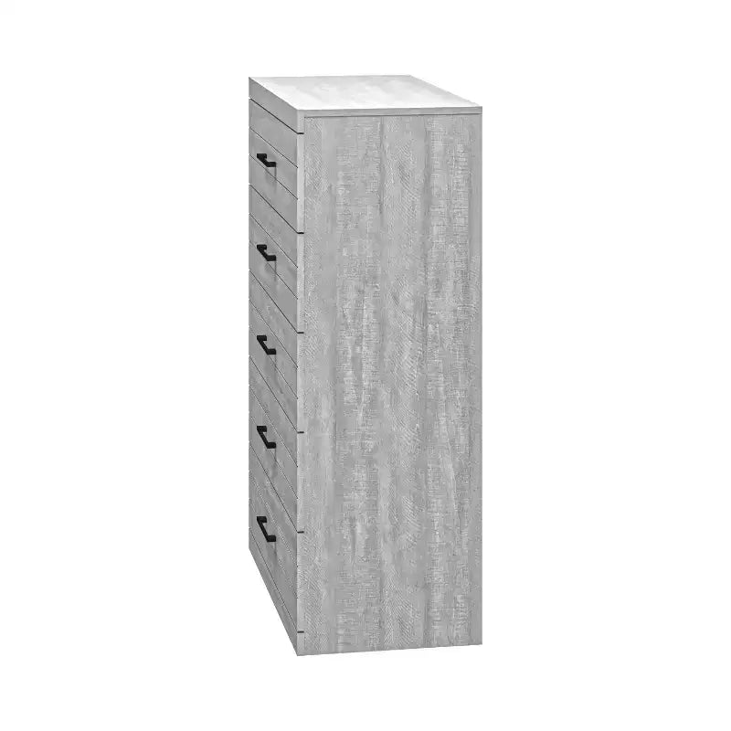 Comodino a 5 cassetti (Interlock) - Quercia Grigio Polvere