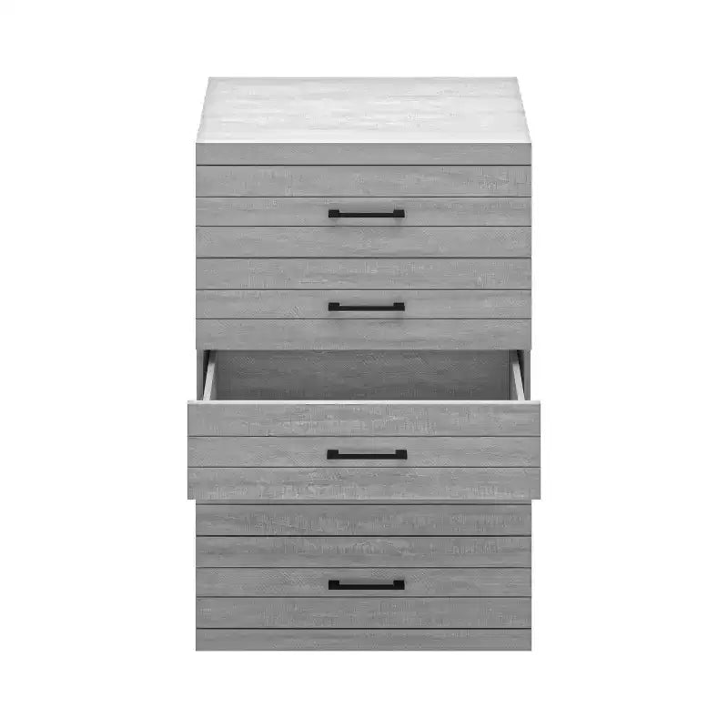 Comodino a 5 cassetti (Interlock) - Quercia Grigio Polvere