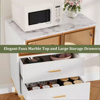 Credenza con ante in vetro, mobile buffet con 2 cassetti scanalati, ripiani regolabili per soggiorno, sala da pranzo e cucina