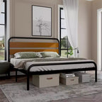 Struttura Letto King Size, Telaio Piattaforma Robusto con Testiera in Legno e Vano Contenitore Sottoposto, Base Materasso Silenziosa, Facile Montaggio