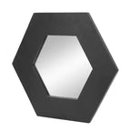Specchio da Parete Esagonale 18.5 x 18.5 Pollici con Cornice in Legno Massello Nero