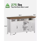 Amada Mobile Buffet con Ante, Credenza Grande da 140 cm con Ripiani Regolabili, 4 Ante, Mobile Moderno da Bar per Caffè in Stile Rustico