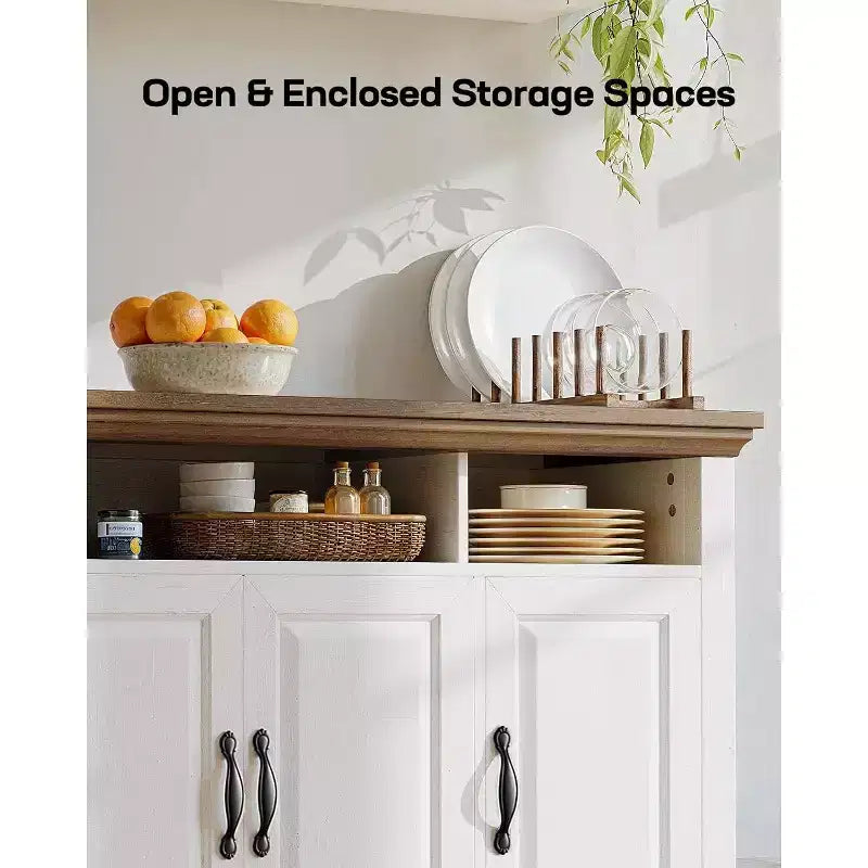 Amada Mobile Buffet con Ante, Credenza Grande da 140 cm con Ripiani Regolabili, 4 Ante, Mobile Moderno da Bar per Caffè in Stile Rustico