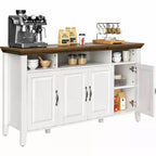 Amada Mobile Buffet con Ante, Credenza Grande da 140 cm con Ripiani Regolabili, 4 Ante, Mobile Moderno da Bar per Caffè in Stile Rustico