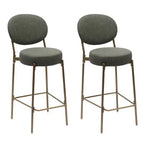 HomeRoots Set of Two 29 Green and Gold Faux Leather and Metal Low Back Bar Height Bar Chairs