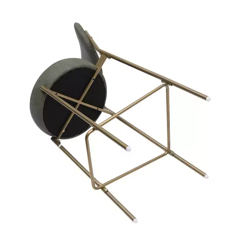 HomeRoots Set di Due Sgabelli da Bar Bassi Verdi e Oro in Ecopelle e Metallo, Altezza Bancone, da 29 Pollici