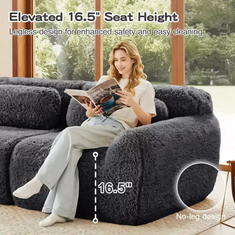 Divano a U senza struttura, spugna HD 32D, fondo antiscivolo, nessun assemblaggio, design ergonomico, combinazione libera, confezionato sottovuoto per soggiorni/studi