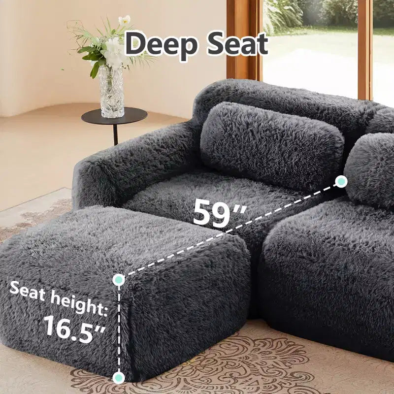 Divano a U senza struttura, spugna HD 32D, fondo antiscivolo, nessun assemblaggio, design ergonomico, combinazione libera, confezionato sottovuoto per soggiorni/studi
