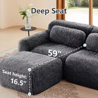 Divano a U senza struttura, spugna HD 32D, fondo antiscivolo, nessun assemblaggio, design ergonomico, combinazione libera, confezionato sottovuoto per soggiorni/studi