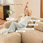 Divano a U senza struttura, spugna HD 32D, fondo antiscivolo, nessun assemblaggio, design ergonomico, combinazione libera, confezionato sottovuoto per soggiorni/studi