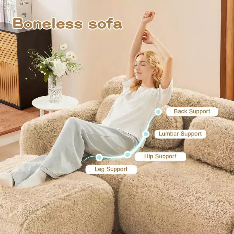 Divano a U senza struttura, spugna HD 32D, fondo antiscivolo, nessun assemblaggio, design ergonomico, combinazione libera, confezionato sottovuoto per soggiorni/studi