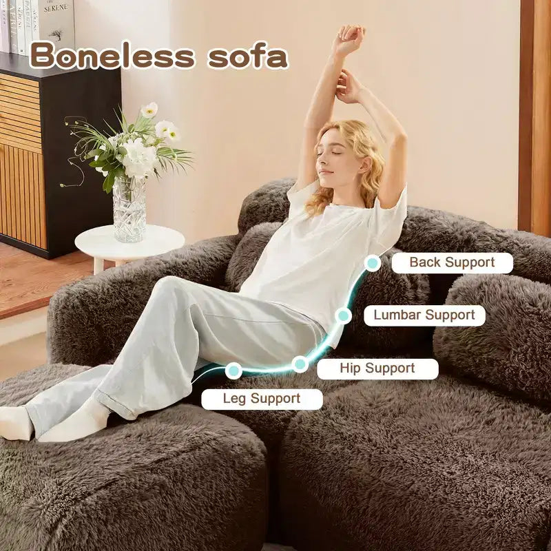 Divano a U senza struttura, spugna HD 32D, fondo antiscivolo, nessun assemblaggio, design ergonomico, combinazione libera, confezionato sottovuoto per soggiorni/studi