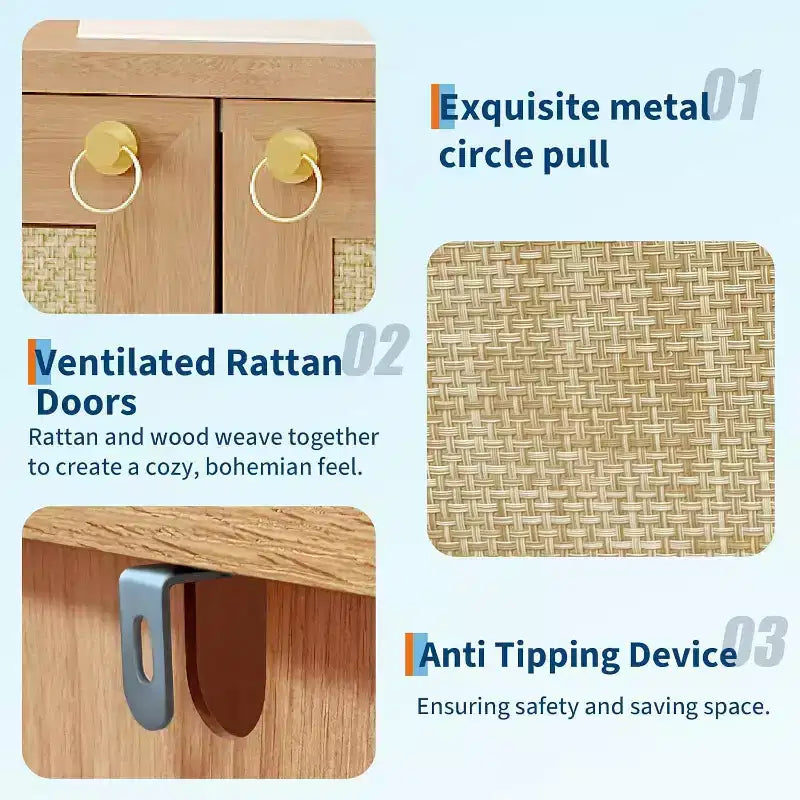 Scarpiera in Rattan per Ingresso, Scarpiera da Terra a 5 Ripiani in Legno, Ripiani Regolabili, Organizzatore Portaoggetti Aperto per Corridoio, Soggiorno, Rovere Scuro