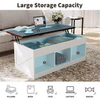 Elegante Tavolino Alzabile con Chiusura Ammortizzata | Vano Nascosto & Ripiano Rimovibile, Design Rustico in Legno e Metallo, Facile Montaggio