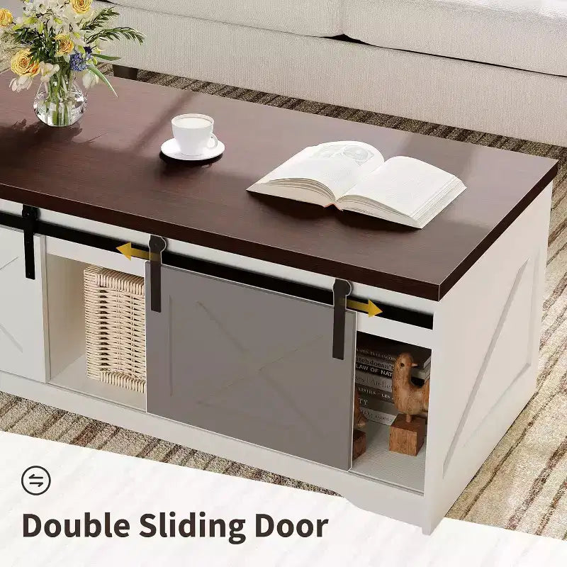 Elegante Tavolino Alzabile con Chiusura Ammortizzata | Vano Nascosto & Ripiano Rimovibile, Design Rustico in Legno e Metallo, Facile Montaggio