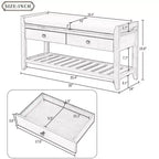 TUYOHW Scarpiera con Panca in Legno Massello con 2 Cassetti e Cuscino, Organizer Multiuso da Ingresso con Base a Griglia, Espresso