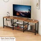 Mobile porta TV LED per TV fino a 75 pollici, mobile TV da 67 pollici con prese di corrente, ripiani a giorno, tavolino porta TV