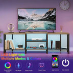 Mobile porta TV LED per TV fino a 75 pollici, mobile TV da 67 pollici con prese di corrente, ripiani a giorno, tavolino porta TV