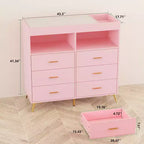 Comò per camera da letto con piano fasciatoio, cassettiera fasciatoio per bambini a 6 cassetti con ripiani aperti