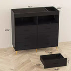 Comò per camera da letto con piano fasciatoio, cassettiera fasciatoio per bambini a 6 cassetti con ripiani aperti
