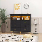 Comò per camera da letto con piano fasciatoio, cassettiera fasciatoio per bambini a 6 cassetti con ripiani aperti