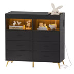 Comò per camera da letto con piano fasciatoio, cassettiera fasciatoio per bambini a 6 cassetti con ripiani aperti