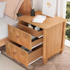 Comodini Set da 2 con Design Scanalato e Cassetti Portaoggetti, Tavolino da Notte per Camera da Leto, Soggiorno, Ingresso - Panipeachy