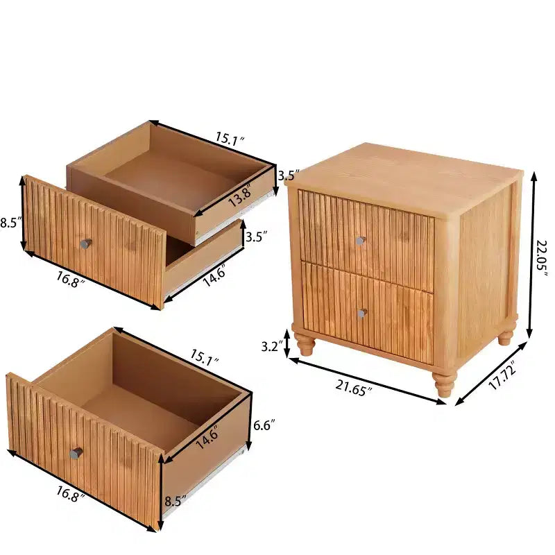 Comodini Set da 2 con Design Scanalato e Cassetti Portaoggetti, Tavolino da Notte per Camera da Leto, Soggiorno, Ingresso - Panipeachy
