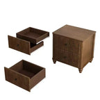 Comodini Set da 2 con Design Scanalato e Cassetti Portaoggetti, Tavolino da Notte per Camera da Leto, Soggiorno, Ingresso - Panipeachy