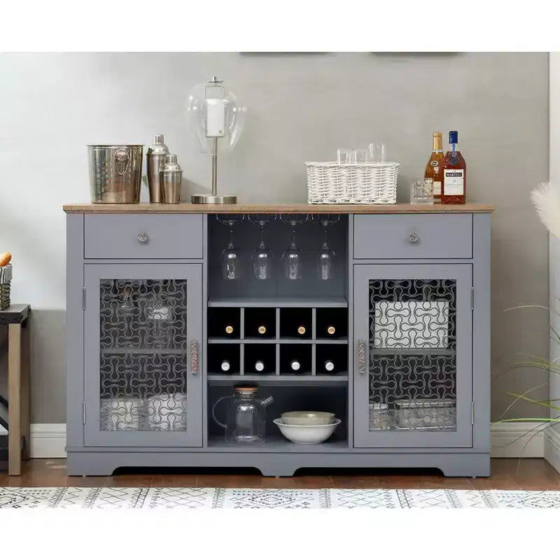 Mobile Credenza Buffet 2 Cassetti 2 Ante, Mobile Bar Caffè, Scaffali Buffet Cucina Sala da Pranzo, Armadio Dispensa Moderno Stile Fattoria