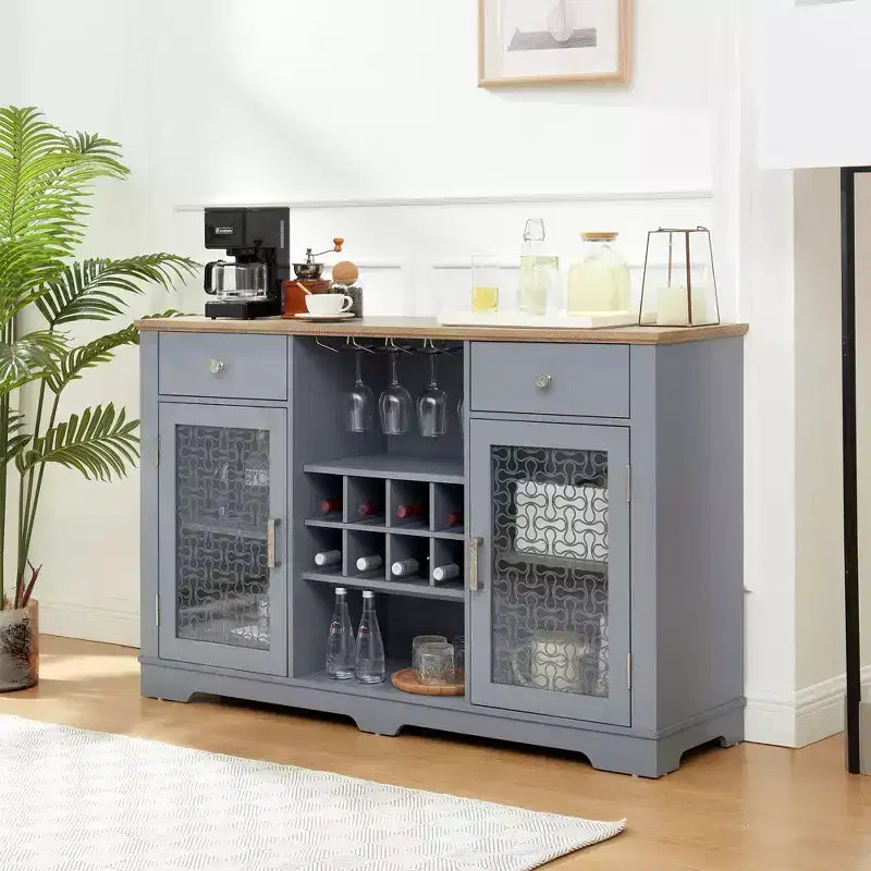 Mobile Credenza Buffet 2 Cassetti 2 Ante, Mobile Bar Caffè, Scaffali Buffet Cucina Sala da Pranzo, Armadio Dispensa Moderno Stile Fattoria