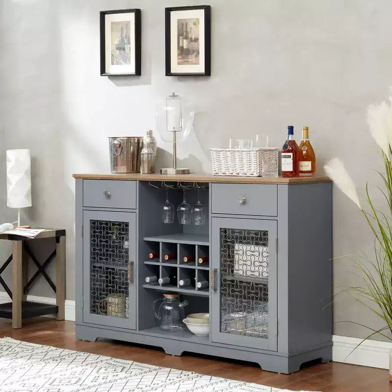 Mobile Credenza Buffet 2 Cassetti 2 Ante, Mobile Bar Caffè, Scaffali Buffet Cucina Sala da Pranzo, Armadio Dispensa Moderno Stile Fattoria