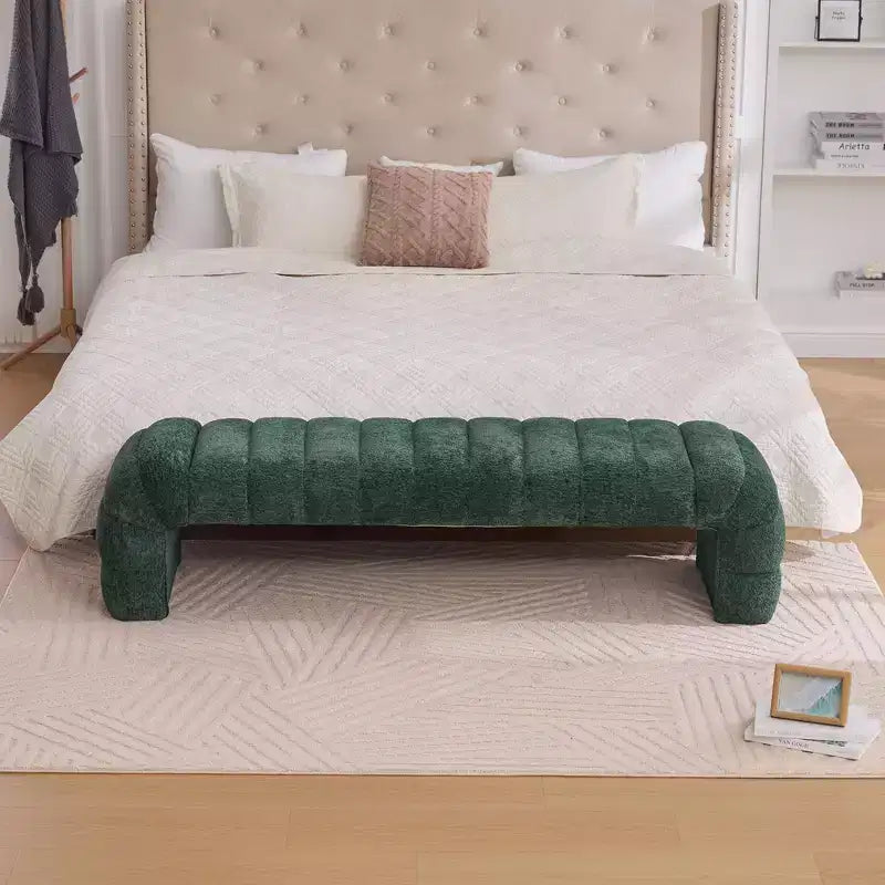 TUYOHW Moderna Panca Ottomana con Tessuto Chenille Trapuntato, Panca da Fondo Letto, Daybed Rettangolare, Sgabello per Toeletta per Soggiorno, Ingresso