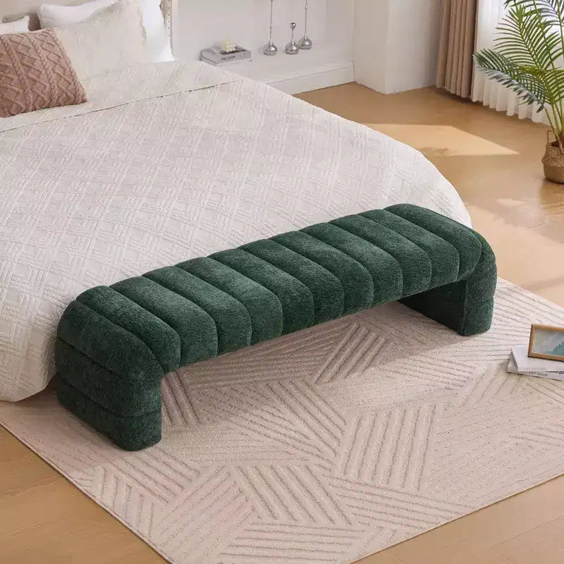 TUYOHW Moderna Panca Ottomana con Tessuto Chenille Trapuntato, Panca da Fondo Letto, Daybed Rettangolare, Sgabello per Toeletta per Soggiorno, Ingresso
