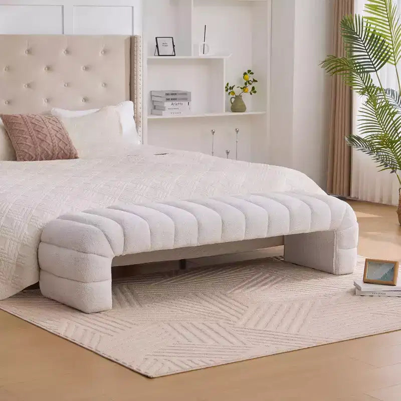 TUYOHW Moderna Panca Ottomana con Tessuto Chenille Trapuntato, Panca da Fondo Letto, Daybed Rettangolare, Sgabello per Toeletta per Soggiorno, Ingresso