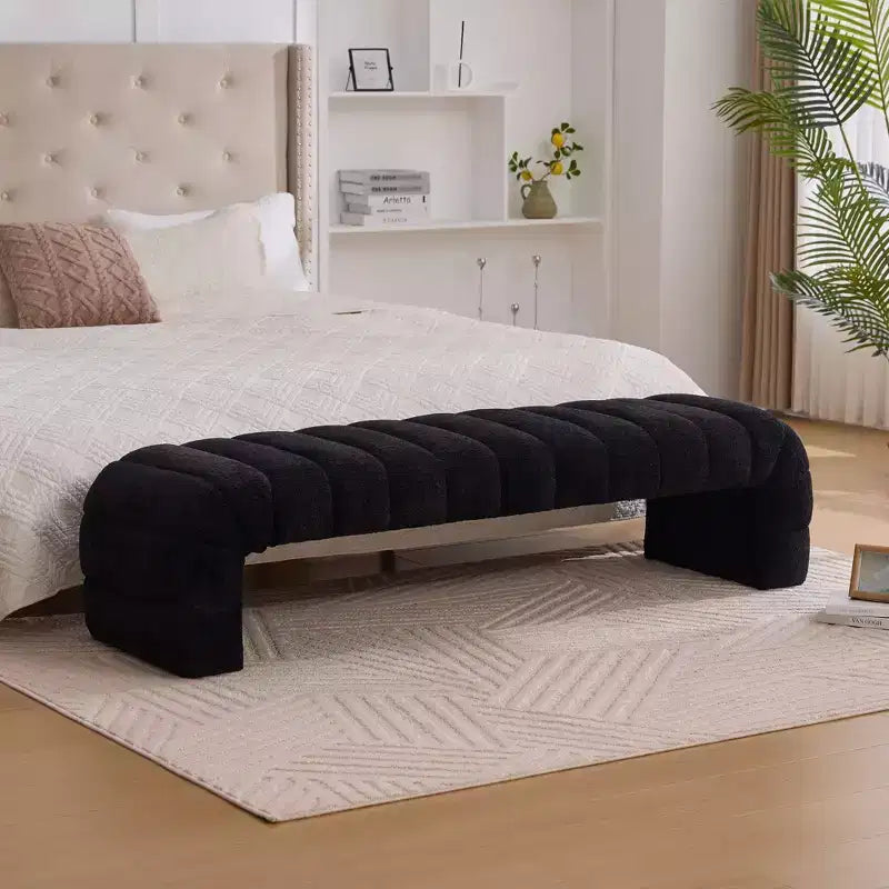 TUYOHW Moderna Panca Ottomana con Tessuto Chenille Trapuntato, Panca da Fondo Letto, Daybed Rettangolare, Sgabello per Toeletta per Soggiorno, Ingresso