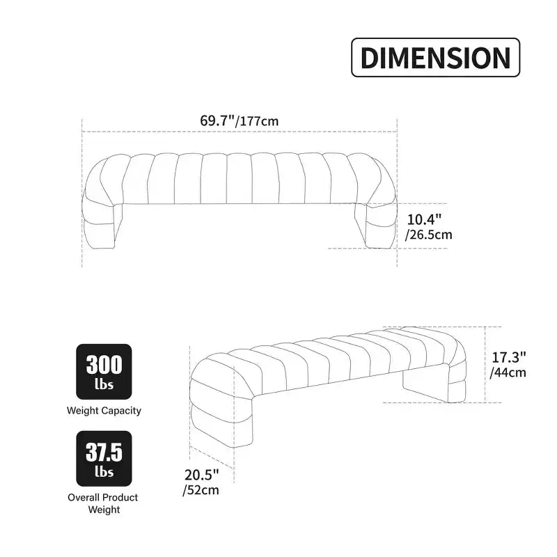 TUYOHW Moderna Panca Ottomana con Tessuto Chenille Trapuntato, Panca da Fondo Letto, Daybed Rettangolare, Sgabello per Toeletta per Soggiorno, Ingresso