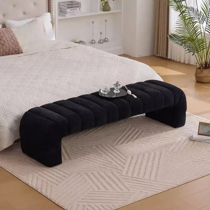 TUYOHW Moderna Panca Ottomana con Tessuto Chenille Trapuntato, Panca da Fondo Letto, Daybed Rettangolare, Sgabello per Toeletta per Soggiorno, Ingresso