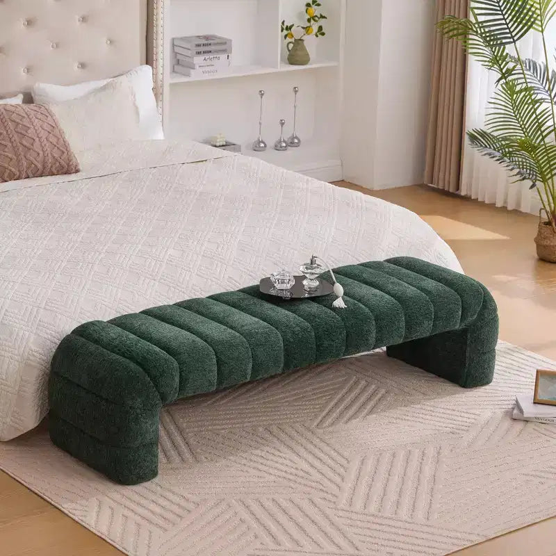 TUYOHW Moderna Panca Ottomana con Tessuto Chenille Trapuntato, Panca da Fondo Letto, Daybed Rettangolare, Sgabello per Toeletta per Soggiorno, Ingresso