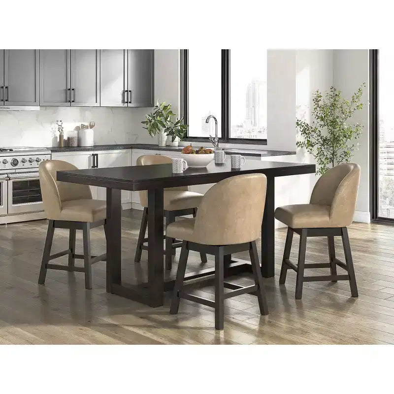 Signature Design by Ashley Neymorton - Sgabelli da Bar Girevoli con Altezza Contatore, Set da 2, Ecopelle Marrone