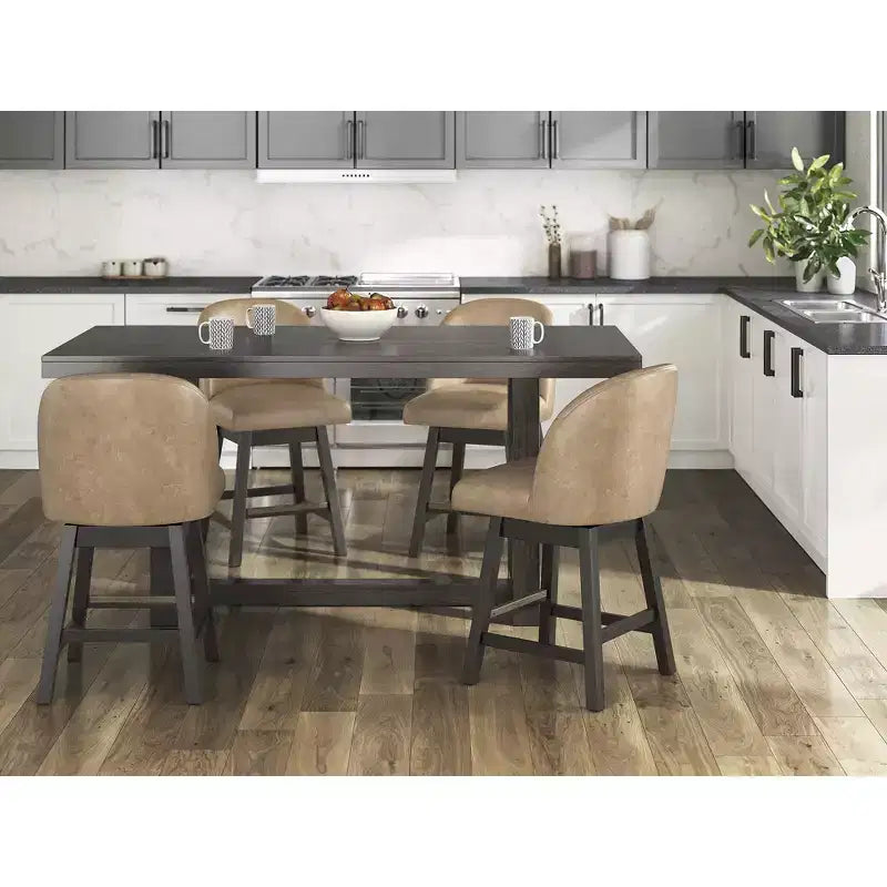 Signature Design by Ashley Neymorton - Sgabelli da Bar Girevoli con Altezza Contatore, Set da 2, Ecopelle Marrone