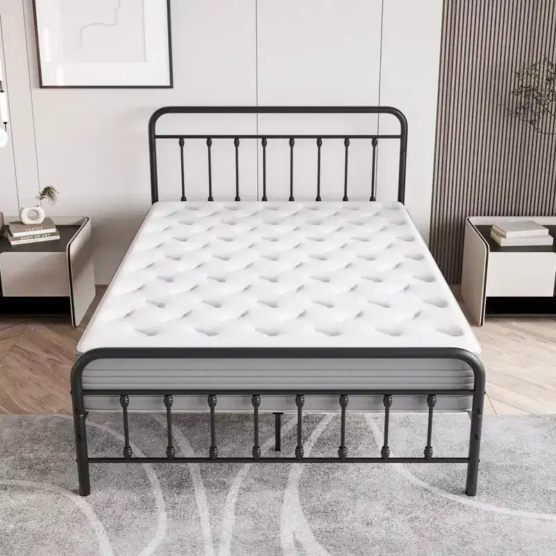 MAYEERTY Struttura Letto a Piattaforma in Metallo Full Size con Robusto Supporto a Doghe e Spazio Contenitore Sotto il Letto per Camera da Letto