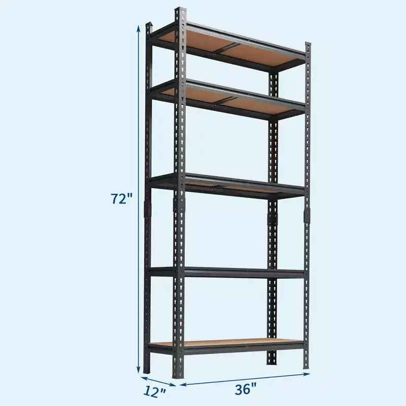 Scaffale portaoggetti a 5 ripiani, scaffalatura da garage resistente e regolabile in metallo, scaffale da garage per cantina, magazzino, dispensa, ripostiglio, cucina
