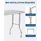 Tavolo pieghevole commerciale in acciaio inossidabile 48x24 pollici | Tavolo da preparazione resistente per ristorante, catering e cucina casalinga