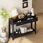 Consolle Tavolo d'ingresso Tavolino da divano Tavolino d'appoggio con cassetti e ripiano, Nero - ModernLuxe