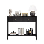 Consolle Tavolo d'ingresso Tavolino da divano Tavolino d'appoggio con cassetti e ripiano, Nero - ModernLuxe