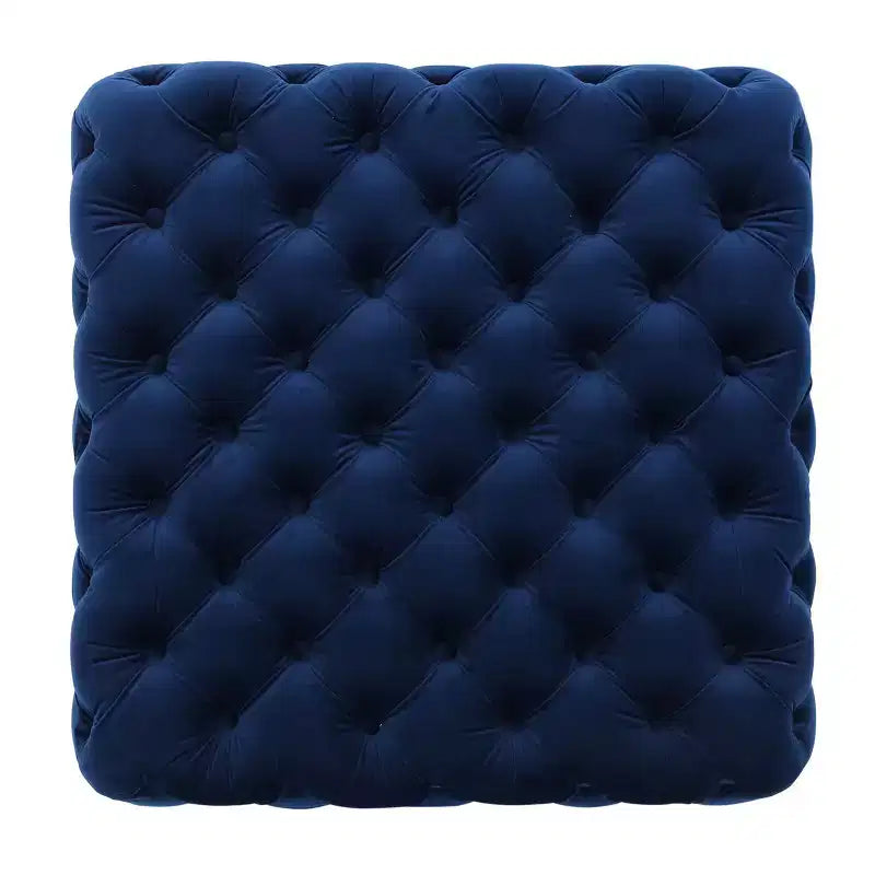 Okak Pouf Contenitore in Velluto con Cuciture a Rombo Trapuntate, Panchina Quadrata da Ingresso al Tatto Morbido, Pouf Poggiapiedi per Soggiorno